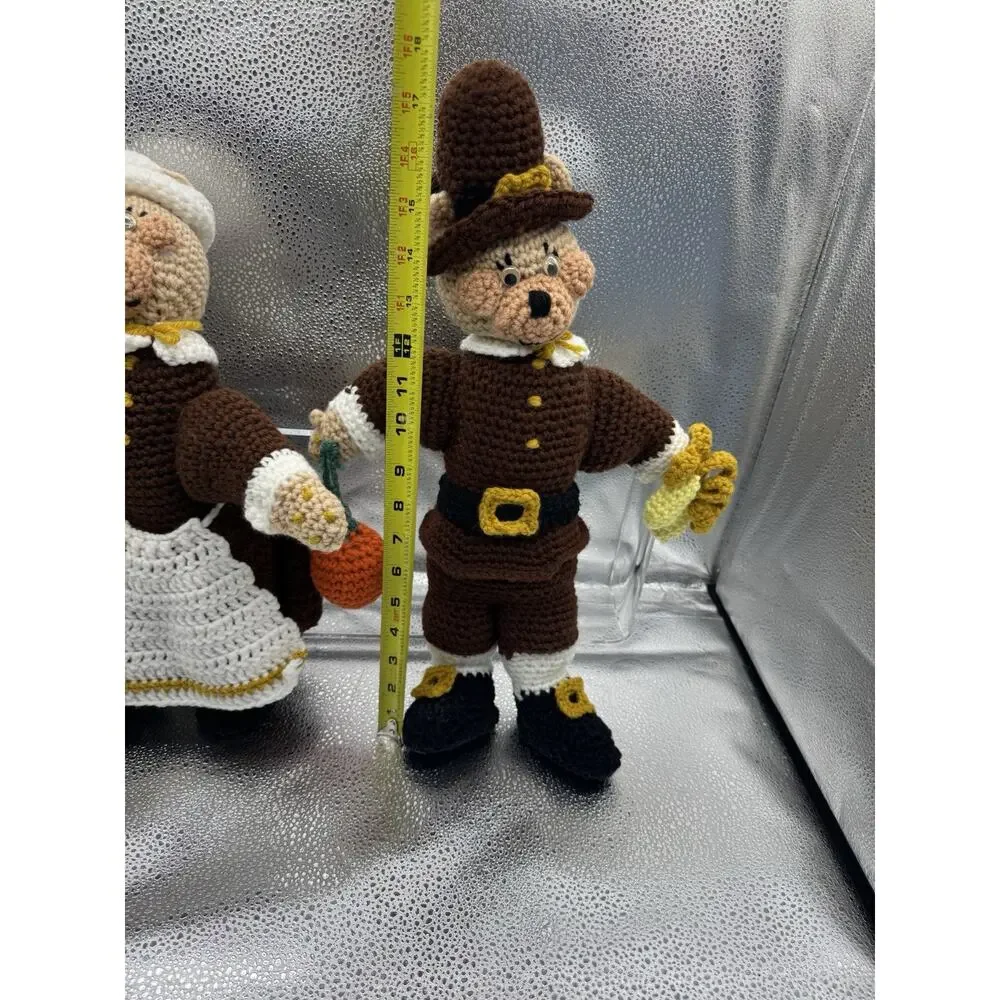 Annies Attic Set Of Two Mr & Mrs Pilgrim Bears Completed From Kit
